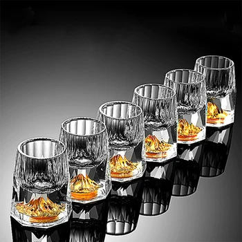 Хрустальные бокалы для вина, посуда для напитков из золотой фольги, рюмка для коктейлей, Виски, Водка, Пивные кружки, наборы для дома, креативные барные стаканчики для ликера