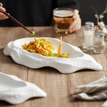 Креативная керамическая тарелка для устриц с белыми клецками коммерческая ресторанная десертная тарелка с сашими домашнее блюдо