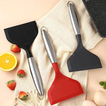 Силиконовая ручка из нержавеющей стали, Нефритовая лопатка, Кухонная лопатка для приготовления омлета, блинов, Высокотемпературный инструмент для выпечки