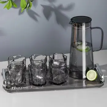 Чайник для воды объемом 1,8 л, Серый Боросиликатный Стеклянный чайник для чая, сока, чашка для воды, Термостойкая Стеклянная бутылка, Кувшин для воды, домашний графин для питья