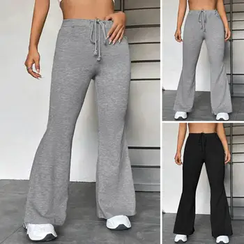 Женские брюки, спортивные брюки с эластичным поясом и карманами, эластичные спортивные брюки для фитнеса и йоги во всю длину.