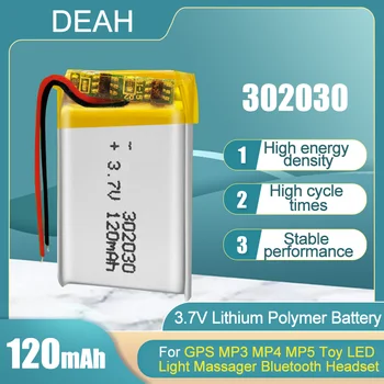 302030 032030 120mAh 3.7V Литий-Полимерная Аккумуляторная Батарея Для GPS MP3 MP4 Игрушки Bluetooth-Гарнитуры LED Light Lipo Li ion Cell