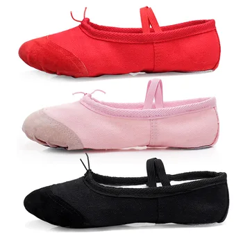 Балетные туфли Для девочек, танцевальные тапочки, Нежно-розовые балетные туфли для занятий танцами, Женские профессиональные парусиновые балетные туфли для танцовщиц йоги.