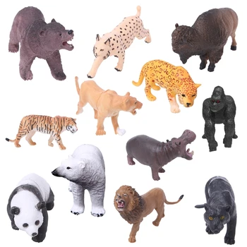 1 шт. пластиковая фигурка животного в зоопарке Тигр Леопард Бегемот Жираф Детская игрушка челночный корабль