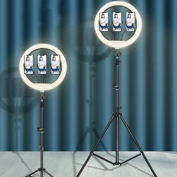 Кольцевая лампа 12-14 дюймов 416 шт. светодиодные бусины С регулируемой яркостью 6500K Светодиодная лампа со штативом Студийная Фотолампа для фотосъемки Макияж YouTube Live