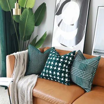Подушки в зеленую клетку, наволочка для патио, декоративная наволочка с ласточкиным поясом, для дивана, украшение для дома из синельной ткани 50x50.