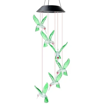 3X Светодиодная лампа на солнечной батарее с птичьим перезвоном, Подвесная лампа с перезвоном, Декоративная лампа, меняющая цвет, Солнечная лампа