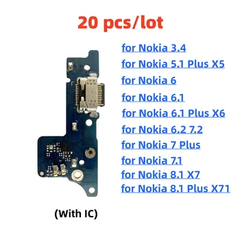 20 шт./лот, USB Зарядное Устройство Док-Разъем Гибкий Кабель Для Nokia 3.4 6 6.1 6.2 7.2 7.1,1x7 5.1 6.1 7x5 Разъем Для Зарядной платы
