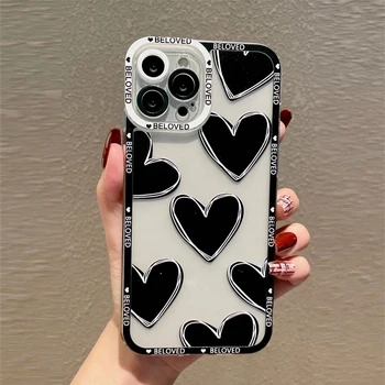 Роскошный Мягкий Прозрачный Чехол Для Телефона Love Heart Для iPhone 15 Pro Max 14 13 12 11 Pro Max XR X XS Max 7 8 14 15 Plus SE 2020 Cover