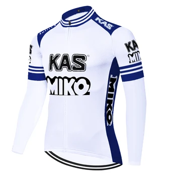 Ретро Kas Велоспорт Джерси Команда С длинным рукавом Винтажная Велосипедная Одежда Мужские Рубашки для шоссейных велосипедов Велосипедная куртка Форма для верховой езды MTB
