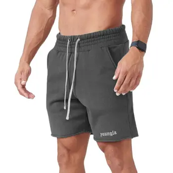 Хлопковые спортивные шорты для бега, Мужские летние Тренировочные брюки для тренажерного зала, фитнеса, бодибилдинга, бермуды, Мужские Тренировочные спортивные штаны