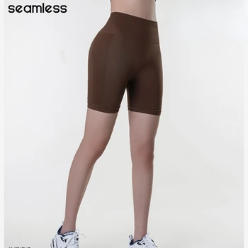 Бесшовные леггинсы для йоги, женские шорты с эффектом пуш-ап, медово-персиковые штаны для бега, спортивные шорты для йоги, женские шорты для фитнеса с подтяжкой бедер