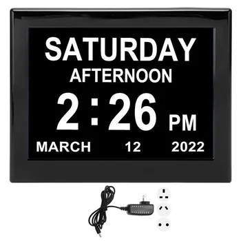 8-Дюймовые электронные часы Многофункциональные, легко читаемые, 12 групп будильника Вовремя, 8-дюймовые цифровые часы с календарем дня для пожилых людей