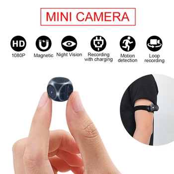 Портативная мини-камера для тела, видеомагнитофон ночного видения 1080p HD, широкоугольная камера espia с магнитной петлей для обнаружения движения