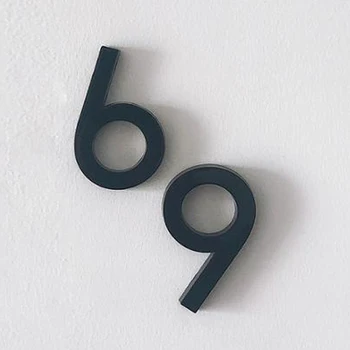 Черные пластиковые наклейки с номерами дверей, Самоклеящийся Знак с номером дома, Современный Номерной знак, наклейка с цифрами, 1 шт.