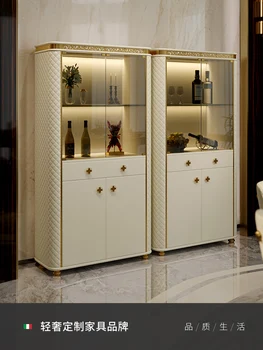 Легкий винный шкаф из роскошного стекла у стены, ресторанный шкафчик, итальянский шкаф для комнаты высокого класса, боковой шкафчик