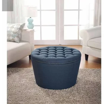 Круглый пуф для хранения с ворсом и головками для гвоздей, мебель в скандинавском стиле темно-синего цвета