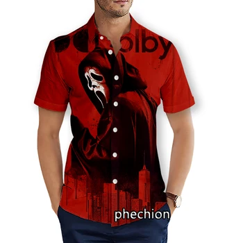 Летние мужские пляжные рубашки phechion С коротким рукавом, повседневные рубашки с 3D-принтом Scream 6, модная уличная одежда, мужские топы X132
