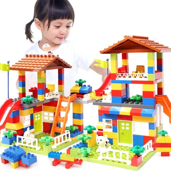 Большой Размер Слайд-Блоков, Совместимых С LegoINGlys Duploed City House Roof, Строительные Блоки Из Крупных Частиц, Замок, Кирпичные Игрушки Для Детей
