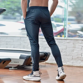 Шелк льда, быстросохнущие Удобные мужские штаны для бега, Футбольные баскетбольные тренировочные брюки для бега, фитнеса, тренировки в тренажерном зале, Спортивные брюки