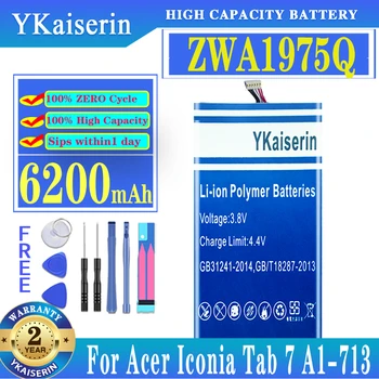 YKaiserin ZWA1975Q Аккумулятор емкостью 6200 мАч для Acer Iconia Tab 7 Tab7 A1-713 A1-713HD ZAW1975Q 1/ICP3/6 1/127 Батарея + Бесплатные инструменты