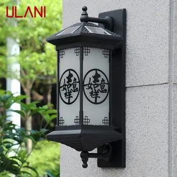 Уличный солнечный настенный светильник ULANI Creativity в китайском стиле, Черное бра, светодиодная Водонепроницаемая IP65 для домашнего балкона и внутреннего двора